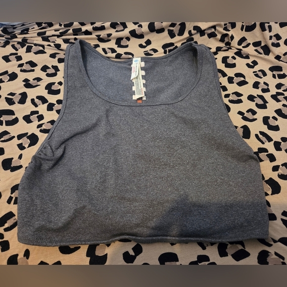 FP Movement by Free People Gray Athleisure Top with Woven Back - Picture 1 of 5
